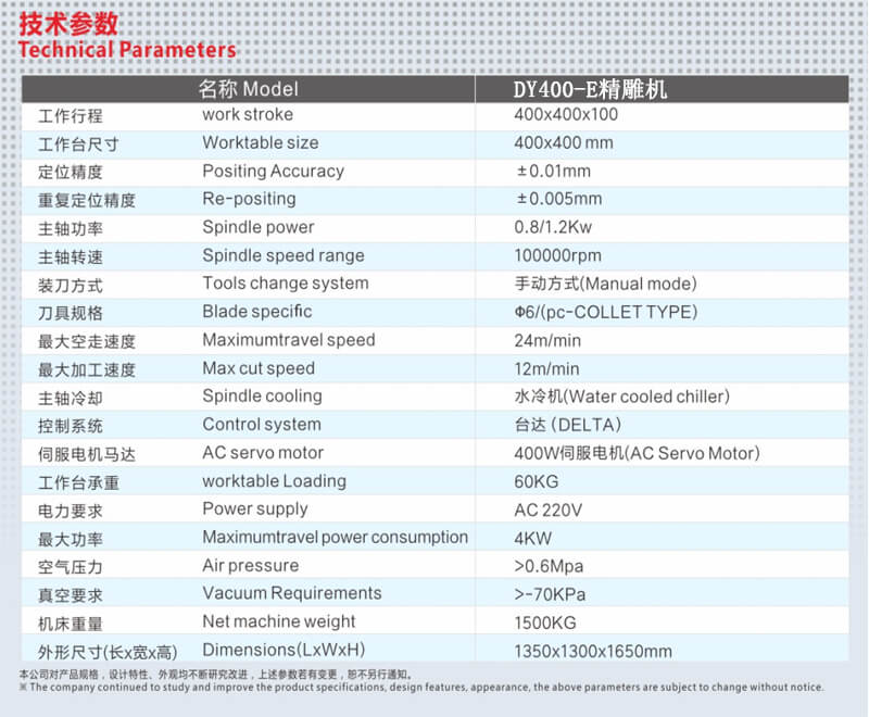 400精雕機參數(shù)