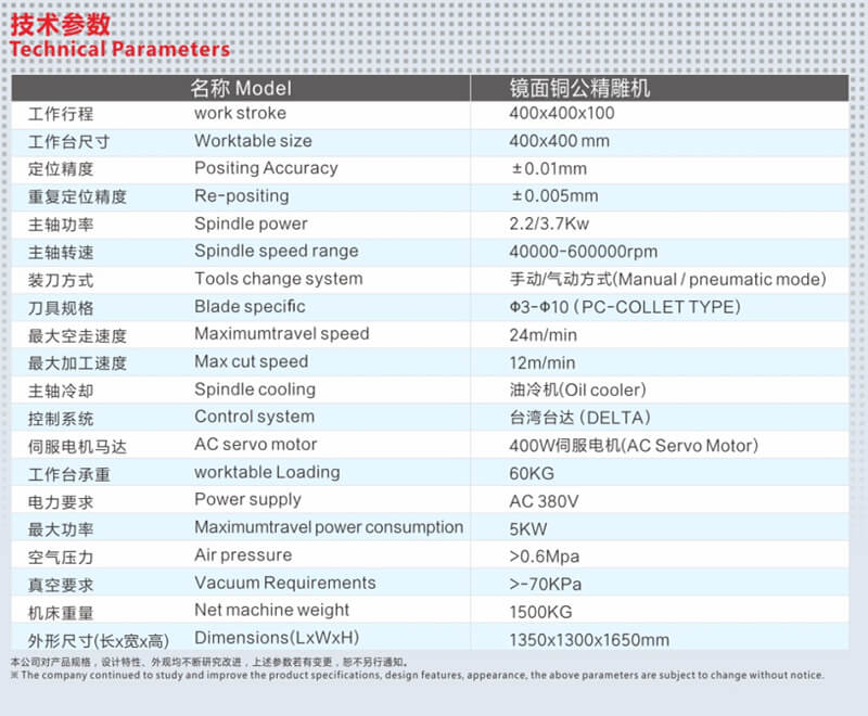 銅公精雕機參數(shù)